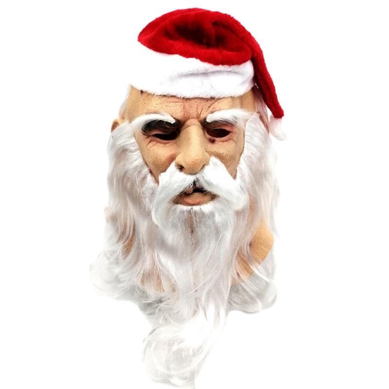 Halloween Mask Party Wrinkled Latex Mask Party Dress Up Supplies Christmas Grandfather Hat Mask Full Face Headgear Mask