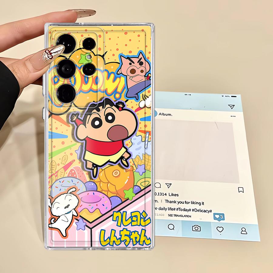 Cute Crayons Shinchan Case for Samsung Galaxy S23 Ultra S20 Plus S22 FE S26 Note 20 Ultra 10 S24 S21 S25 Edge Phone Cover