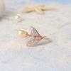 Delicate Whale Tail Shaped Rings for Women Exquisite Cute Pearl Fairy Tale Jewellry Zircon Gold Color  Jewelry Accessories R203