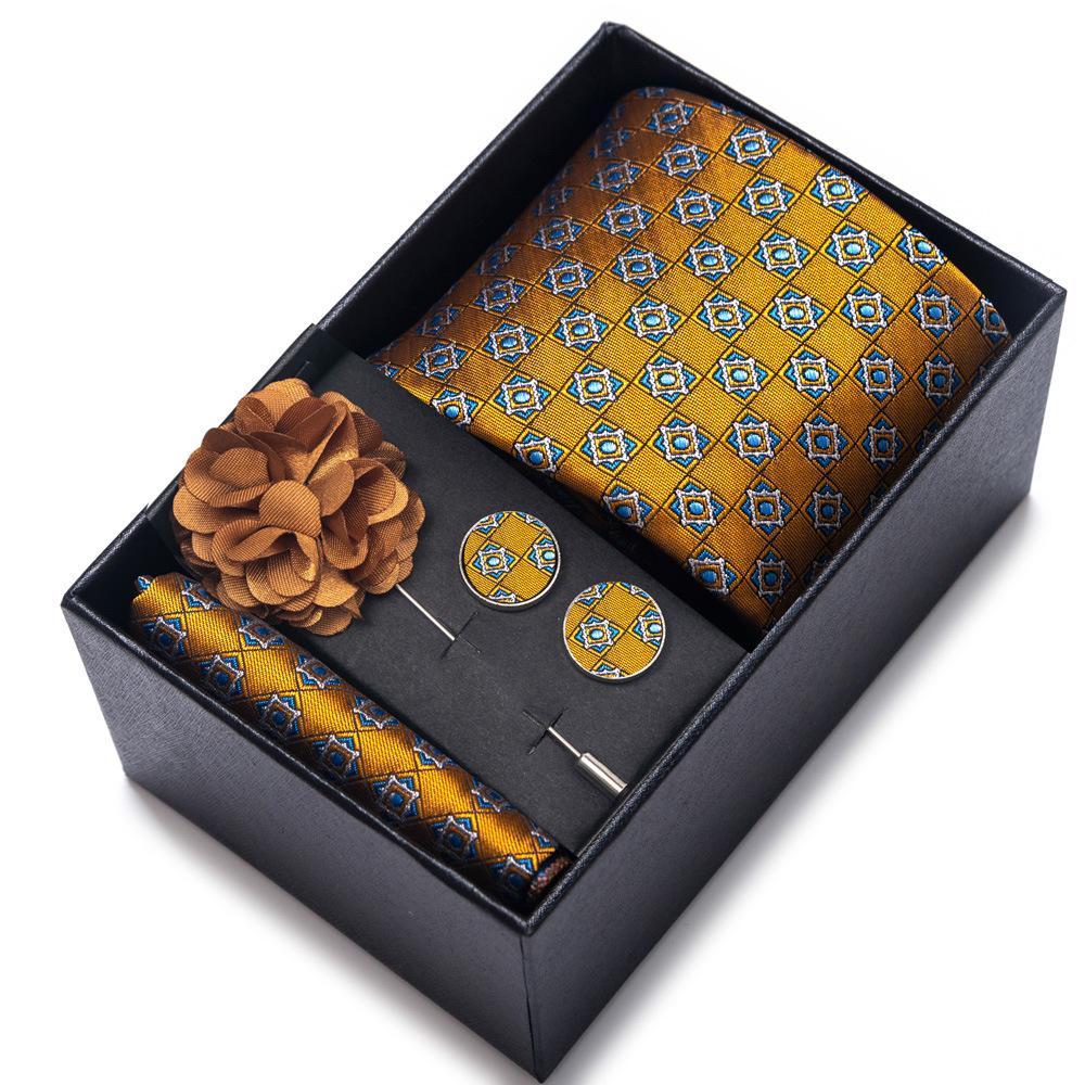 Tie Men'S Suit Accessories Cufflinks Square Scarf Corsage Tie Premium Suit Gift Box Packaging