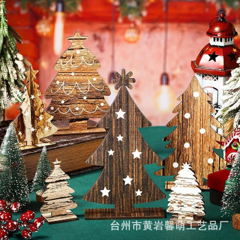 Christmas Tree Ornaments Wooden Tabletop Decoration Country Signage Wood Christmas Tree Center Dining Table Decoration Table Ornaments