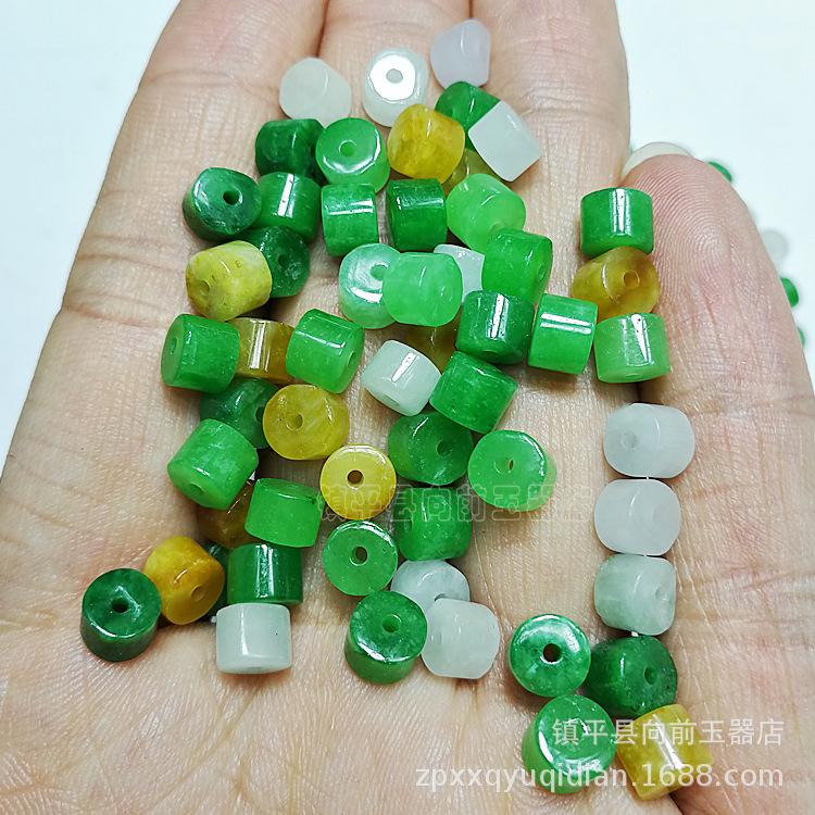 Jade Green Three-Color Barrel Beads for DIY Bracelets and Necklaces - Jewelry Accessories