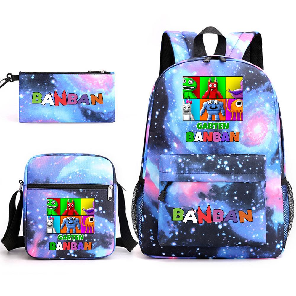 Three-piece Foreign Trade Schoolbag Casual Canvas Backpack Male and Female Students Backpack Printing