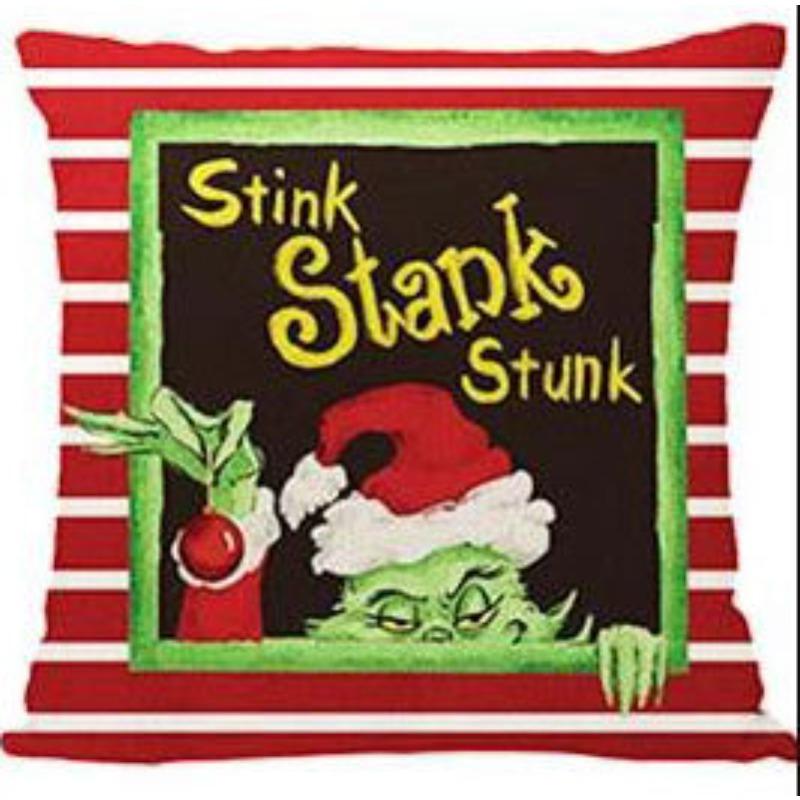 Green-haired Monster Pillow Cover Linen Christmas Pillow Cover Living Room Sofa Lumbar Cushion Cover