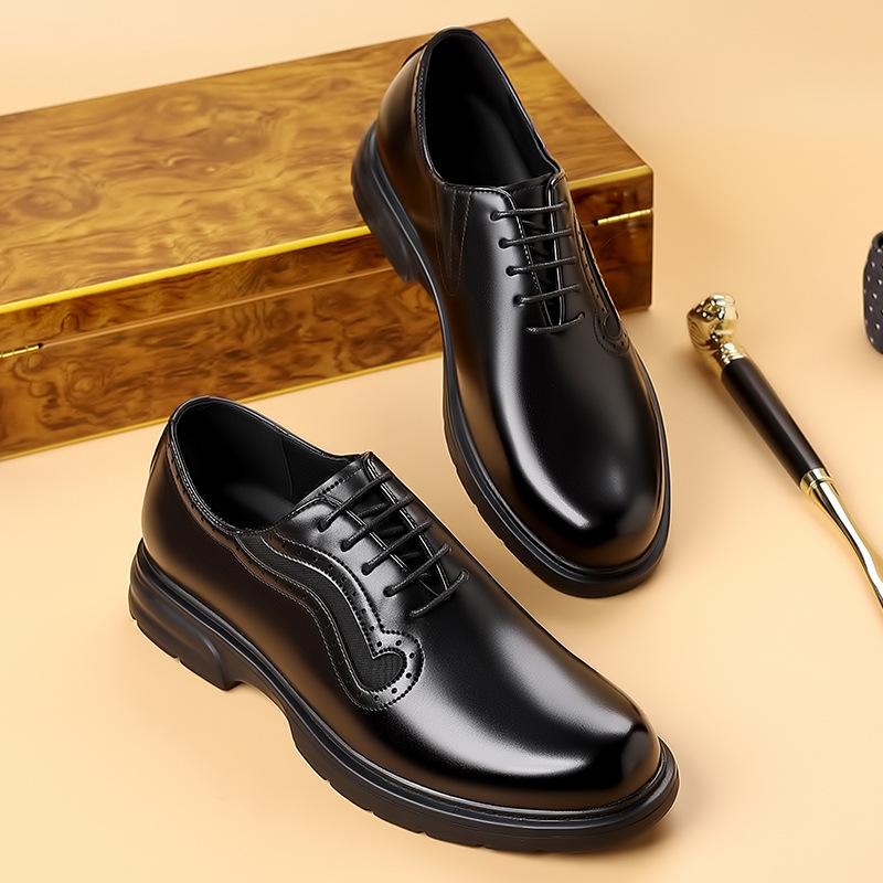 Spring New Brock Men's Shoes British Korean Shoes 2025 Men's Business Dress Casual Leather Shoes Wedding Shoes