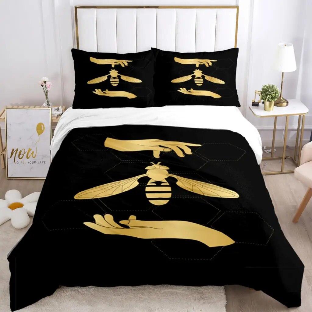 Magic Astrology Esoteric Gold Print Three Piece Set Fashion Bedding Article Children Or Adults For Beds Quilt Covers Pillowcases