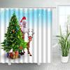 3D Red Santa Christmas Bathroom Shower Curtain New Year Party Xmas Wall Hanging Waterproof Polyester Bathtub Bath Curtains Decor