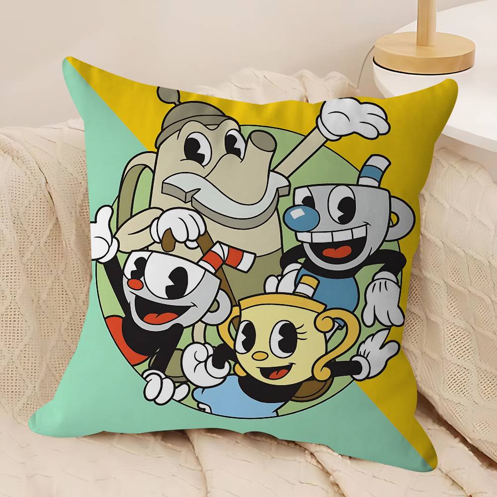 CUTE Cartoon C-Cuphead Pillow Case Removable Washable Cushion Cover – All-Season Soft Linen