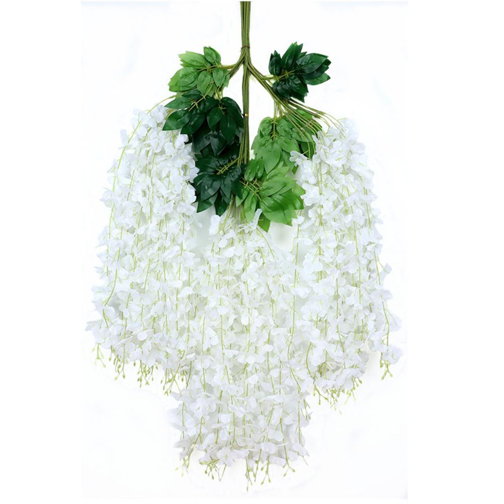 Artificial Wisteria Flowers Fake Hanging Garland Silk Flowers White