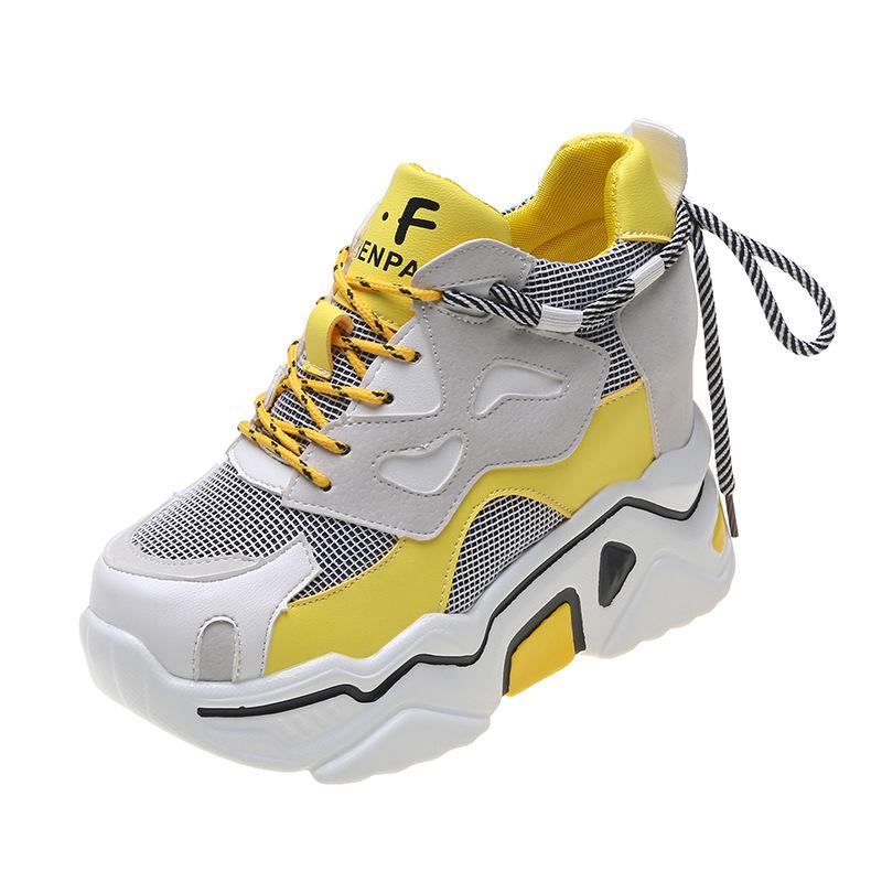 

Женские массивные кроссовки на платформе высотой 6 см, повседневная вулканизированная обувь на шнуровке, повседневные кроссовки с дышащей сеткой, женские модные кроссовки 34