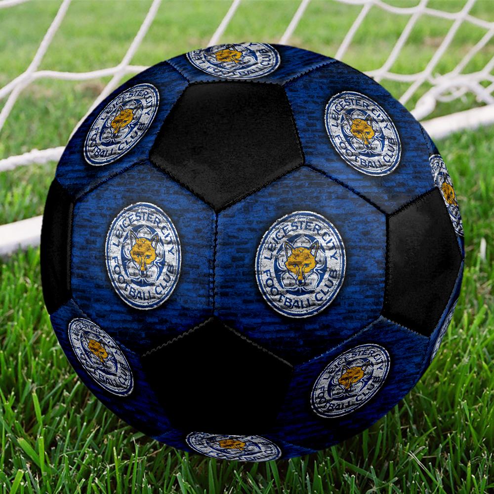 SIZE 5 Leicester City FC Soccer Ball Colorful All Ages Machine Stitched PVC Competition Ready Durable High-Bounce