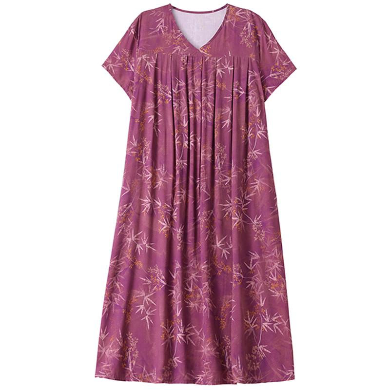 Elegant Women's Summer Dress Plus Size Short Sleeve Casual Loose Long Dresses Vintage Clothes
