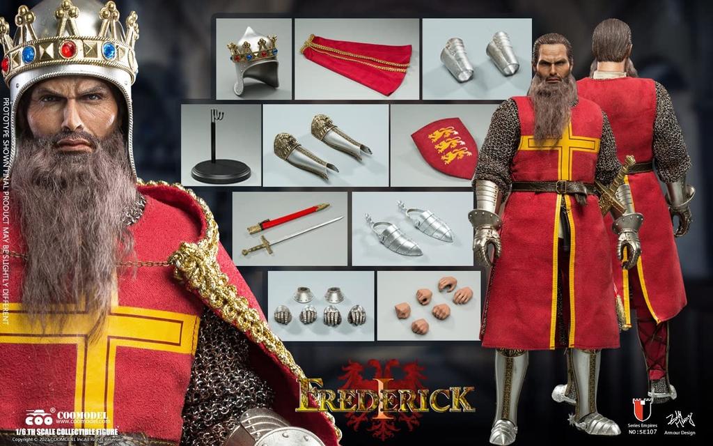 Maßstabsfigur COOMODEL SE107 Mittelalterlicher Weströmischer Kaiser Friedrich I. Westlicher Männlicher Kompletter Satz [TOYBARJAPAN] 1/6