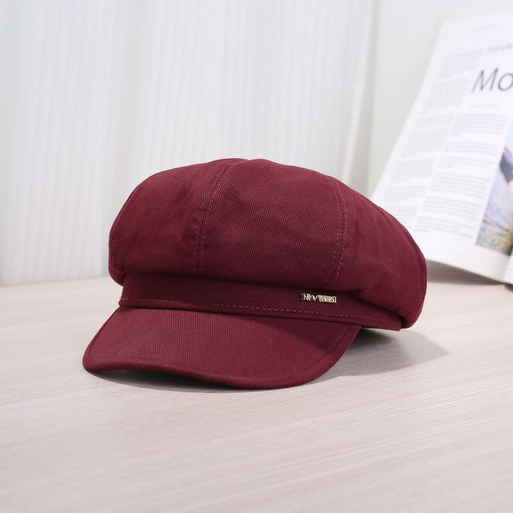Octagonal beret big head circumference spring and autumn retro newsboy hat large size face small painter hat suitable for big face round face