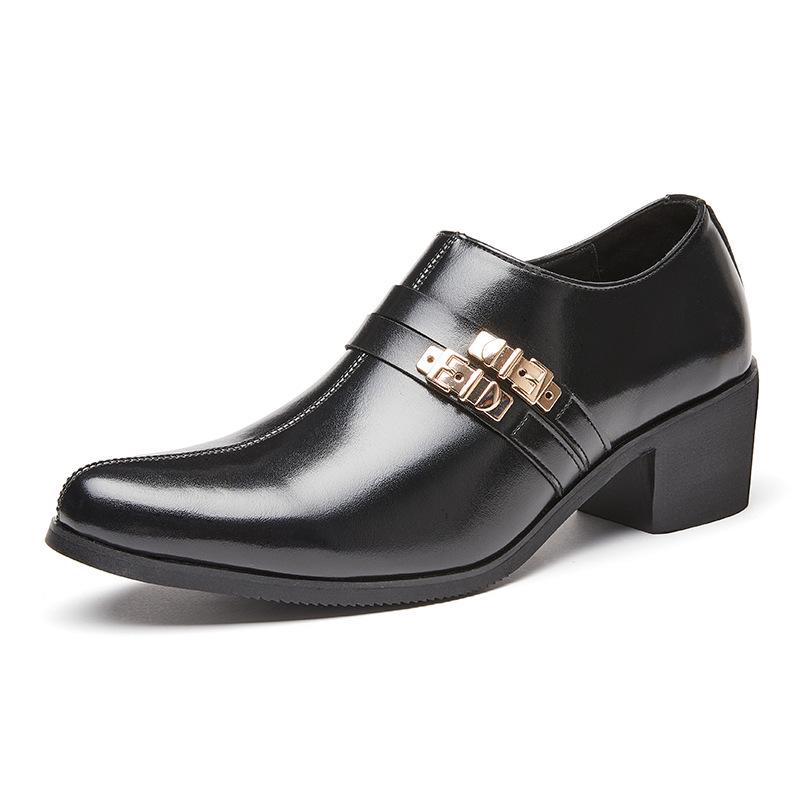 Men's New Arrival Pointed Toe Cuban Shoes - Large Size Casual & Formal Leather Heels for Weddings and Business.
