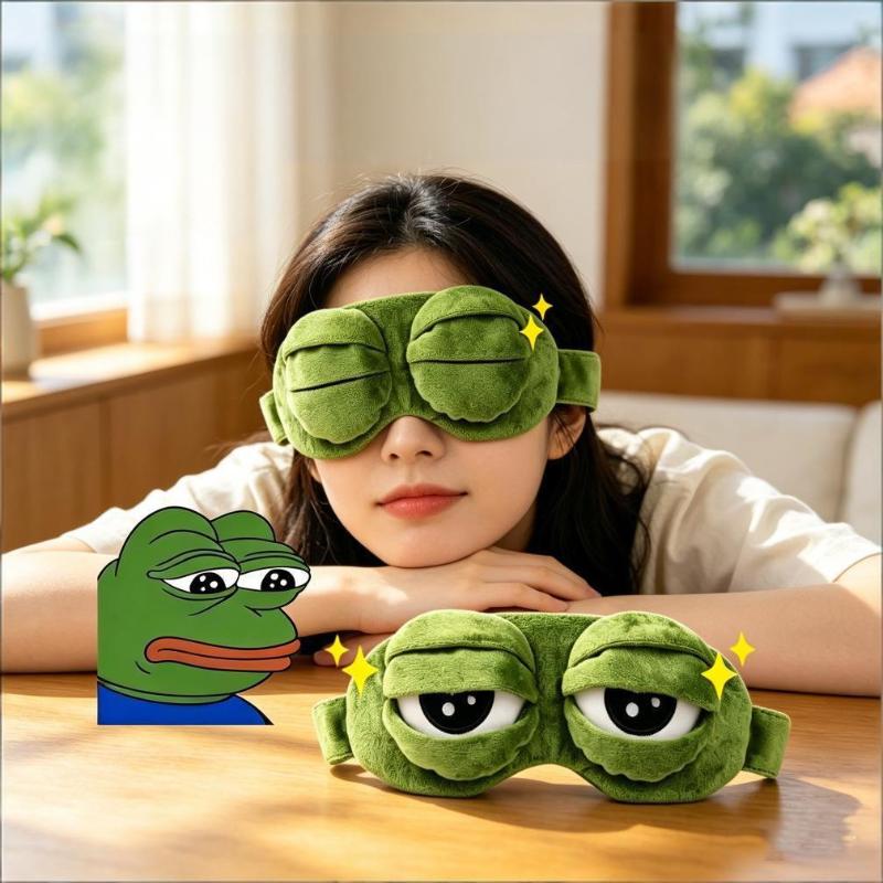 3D Frosch Schlafmaske Natürliche Schlaf-Augenmaske Frauen Männer Kreative Cartoon Weiche Tragbare Augenbinde Reise Büro Augenklappe grün