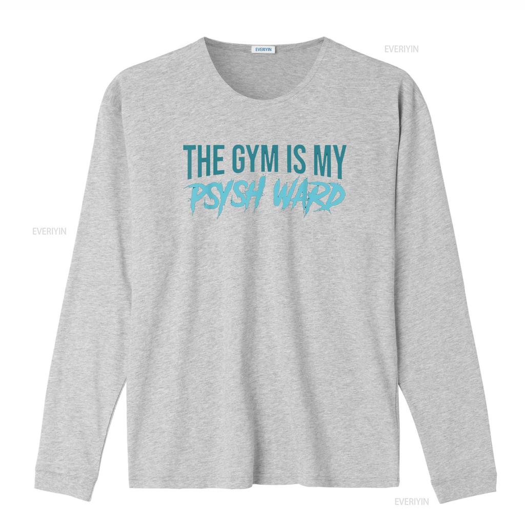 The Gym Is My Ward Funny Cute Psych Joke Fitness Workout T Shirt Vintage Washed Fashion Casual Homme Stretched Soft Streetwear