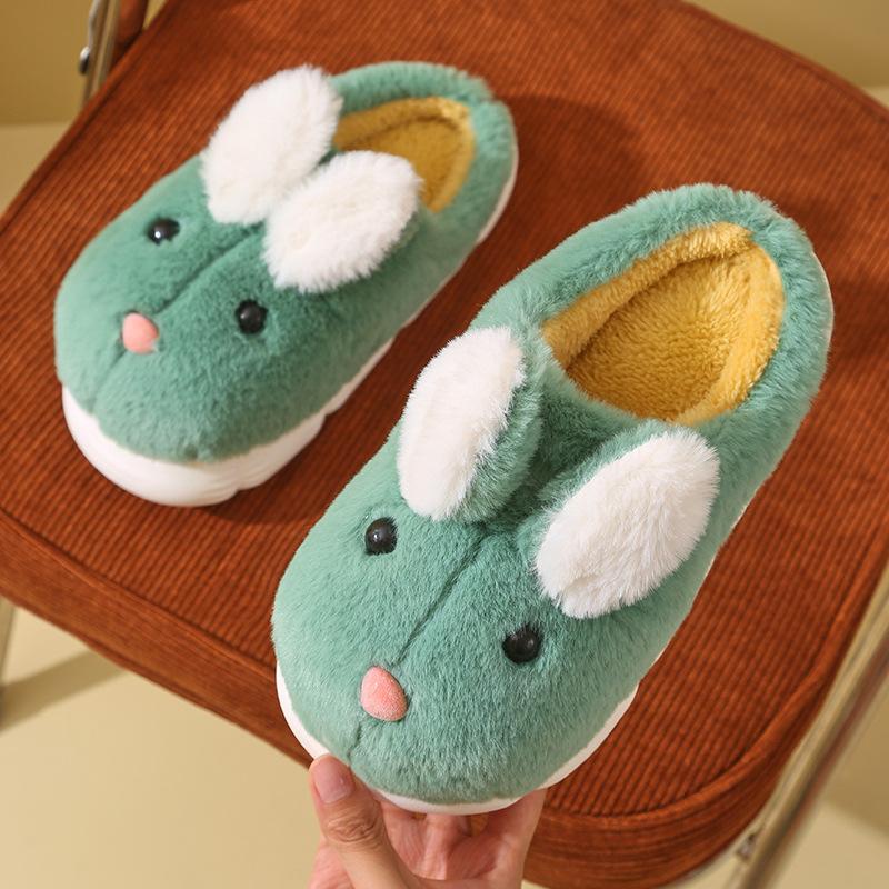 Cotton slippers female cute autumn and winter indoor home plush new thick-soled children's slippers home S