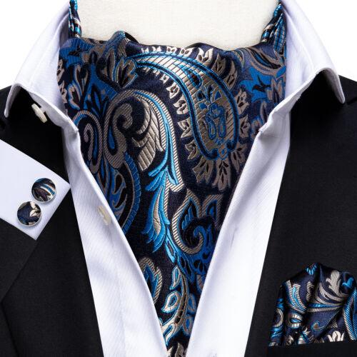 Gouden Paisley Heren Zijden Ascot Cravat Tie Formele Sjaal Zakdoek Manchetknopen Set