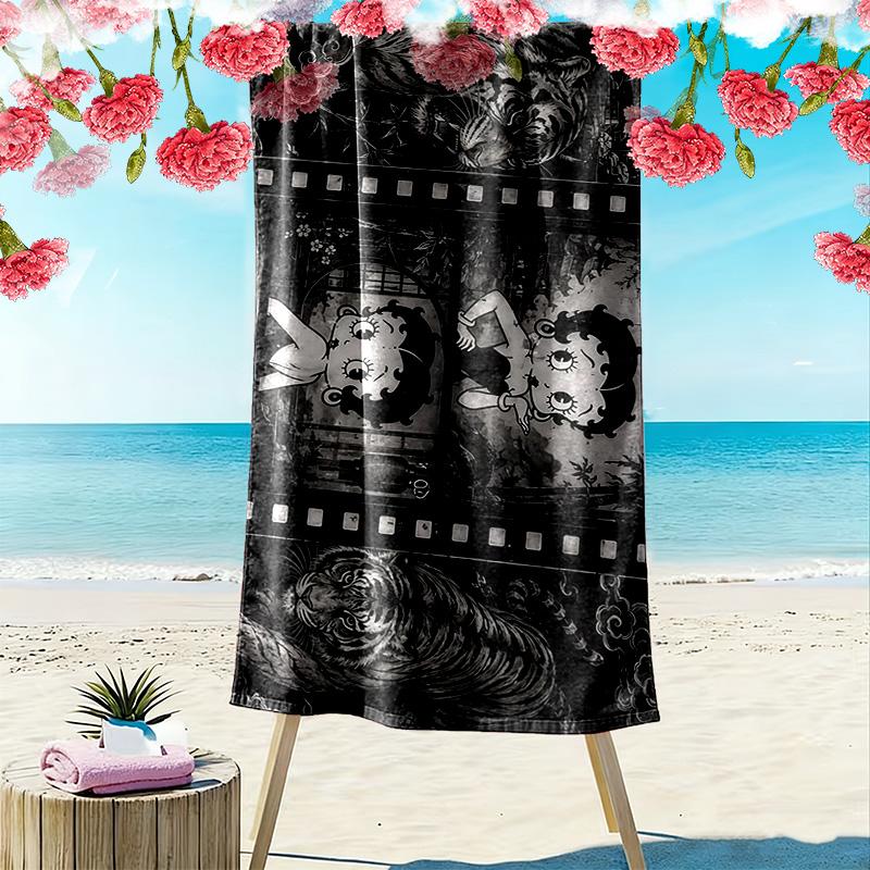 Betty Boop2 Print Beach Towel, Large Soft Quick Dry Towel for Beach Camping Swimming