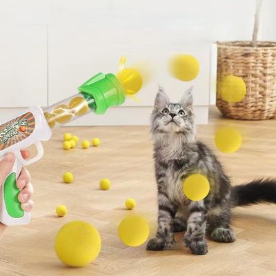 Starten Sie das Training Katzenspielzeug Interaktive Shooter-Pistole Teaser Plüschball Haustier Kreative Spiele Stretch Mini Pompoms Kätzchen liefert Gato