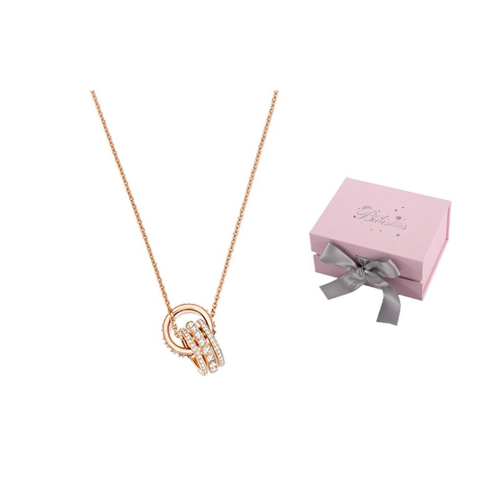 Swarovski Further Double Ring Hollow Gold Plated Necklace Women Necklace Rose-Gold 5419853