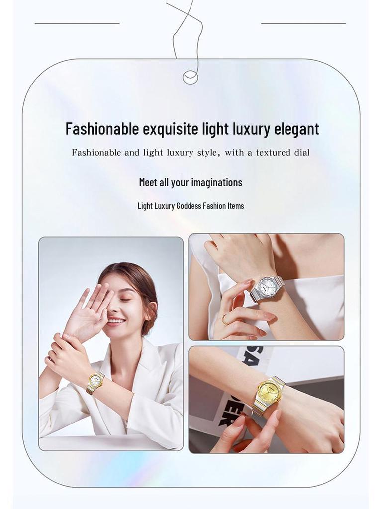 SANDA Dames Luminous Kwarts Horloge: Stalen Band, Bez Diamonds, Waterdicht, met Sunray Parelmoer Wijzerplaat.