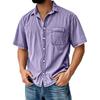 Men's Vintage Button Down Bowling Shirts Short Sleeve Summer Beach Shirt