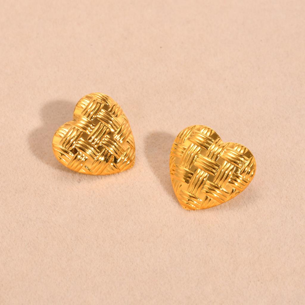 Stainless Steel Earrings Braided Heart-shaped Irregular Geometry Earring for Women Hypoallergenic Light Luxury Jewelry