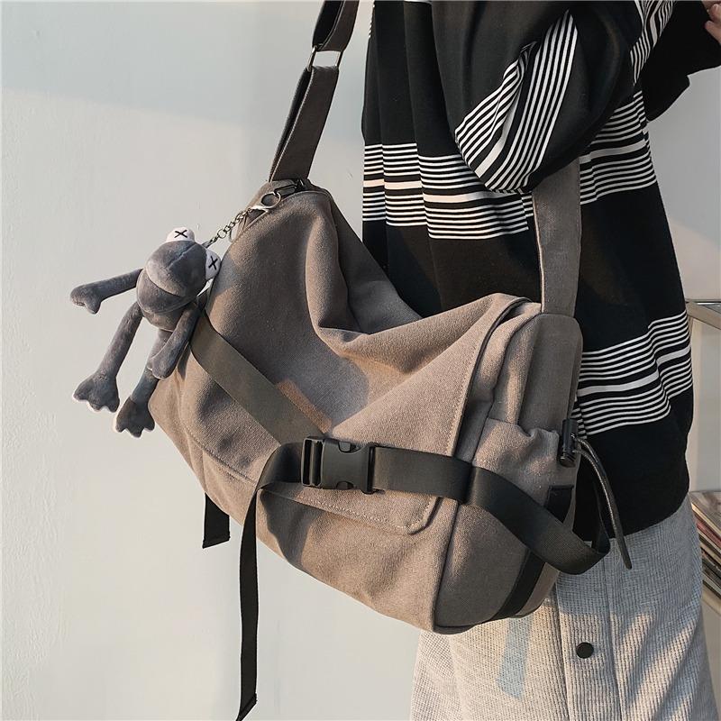 Canvas Messenger Bag Men's Large-capacity Simple Messenger Bag Casual Ins Student Clothing Book Shoulder Bag Boys Satchel