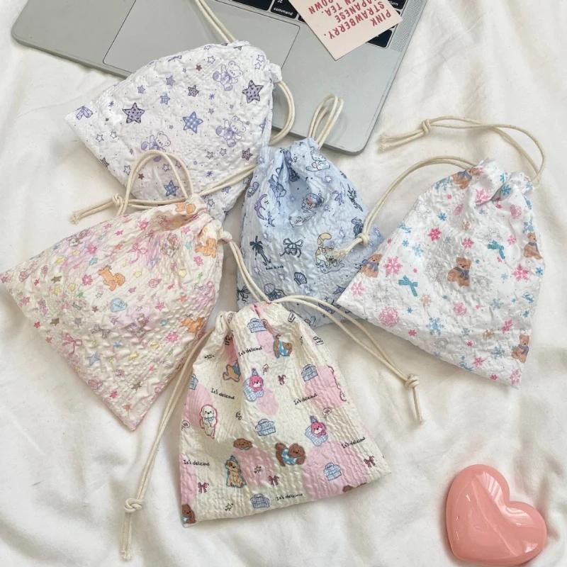 1pcs Makeup Organizer Travel Wash Sock Towel Storage Bag Cute Cartoon Drawstring Pouch for Cosmetic Brush Storage Dustproof Case