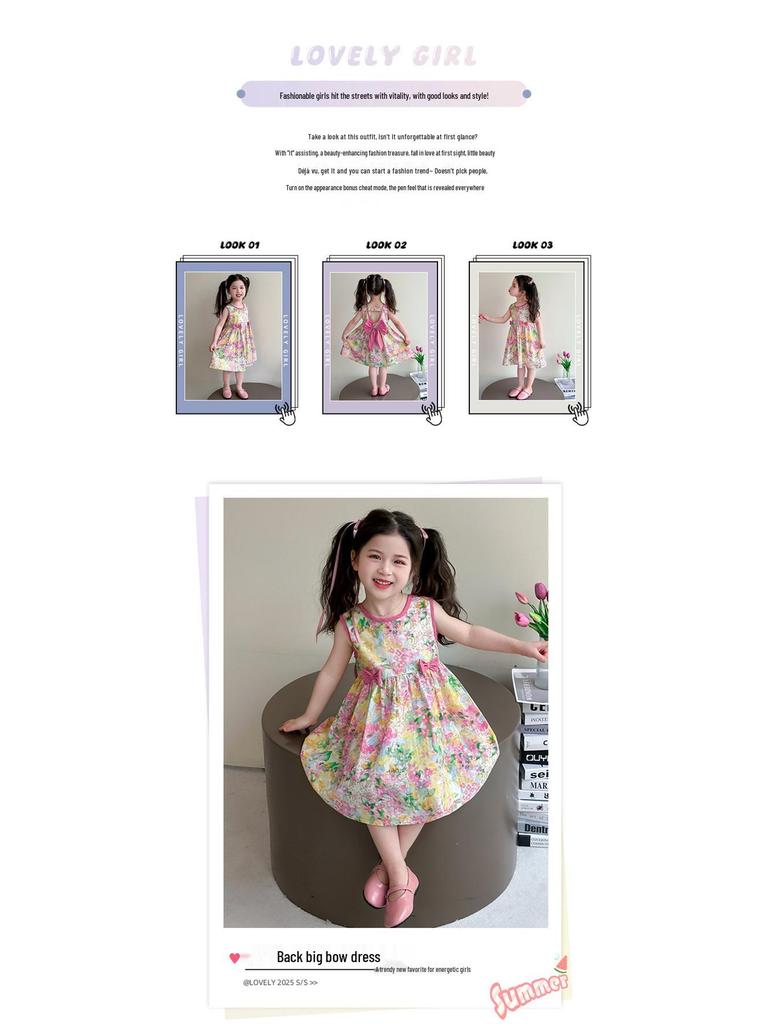 2025 New Fashion Floral Sleeveless Summer Dress for Baby Girls – Cotton