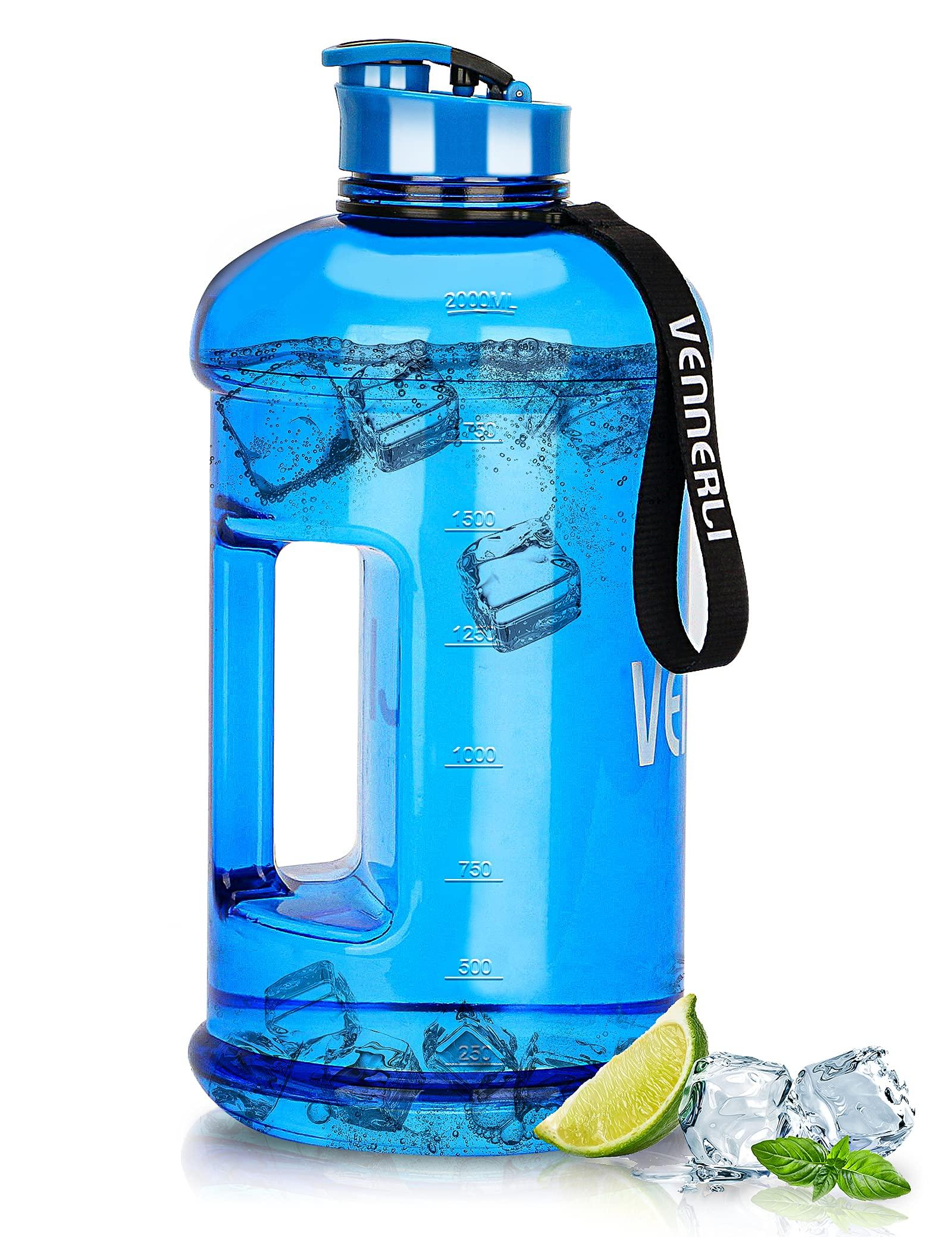 

VENNERLI Half Gallon Water Large Sports Water Bottle with 74 Reusable Plastic Hydration Bottle for and Outdoor Sports Bottle, 2.2L Handle, oz, синий