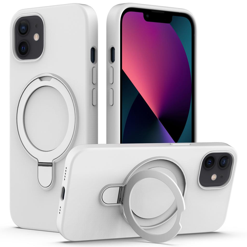For iPhone 11 Magnetic Case with Ring Kickstand PC+Silicone Drop-Proof Phone Cover