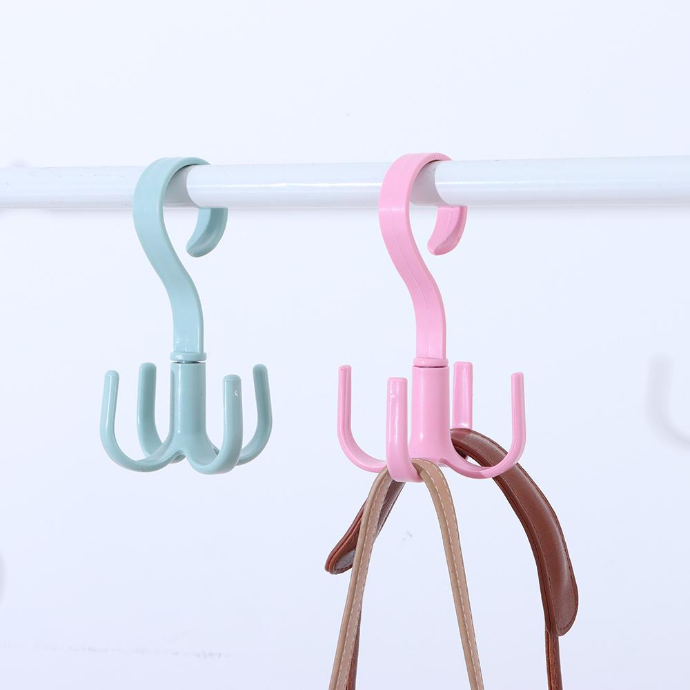 Shelf Storage Storage Hook Tie Holder 4 Hook Multifunction Rotating Four-claw Hook Plastic Hanger