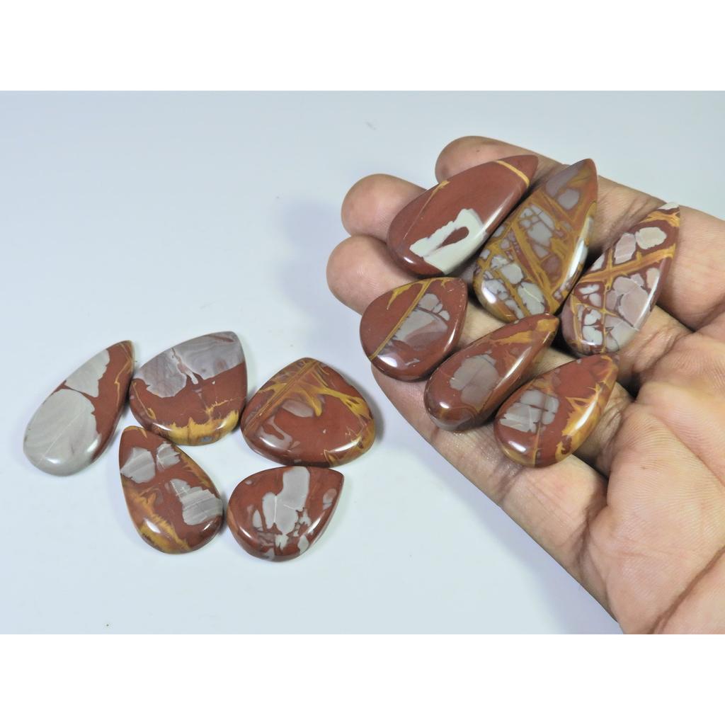 337Cts. Natural Noreena Jasper Pear Cabochon Loose Gemstone 11Pcs Lot C-1864