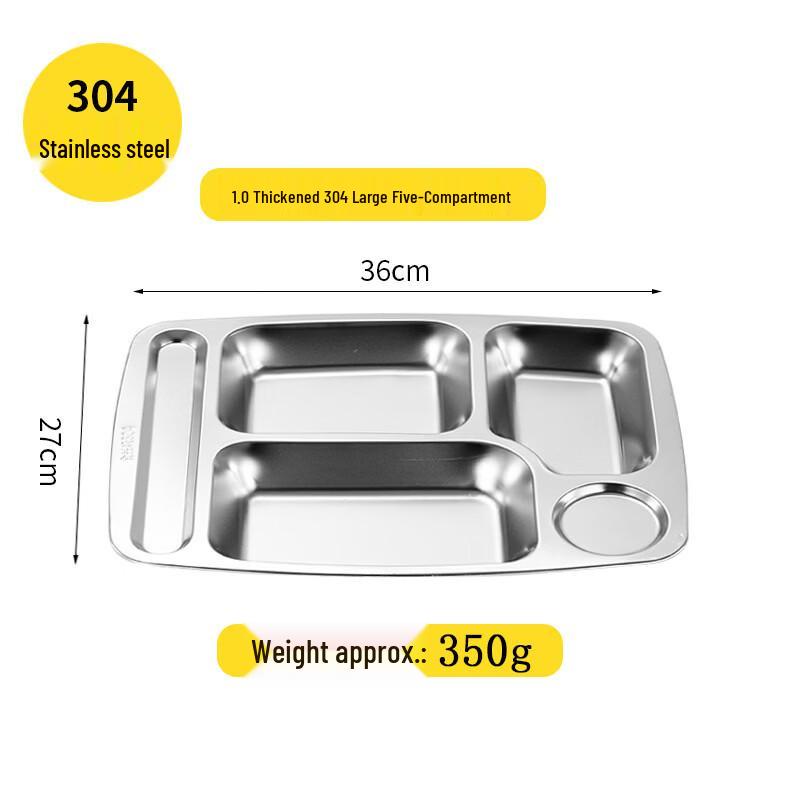 Handton Stainless Steel Five-Compartment Fast Food Tray