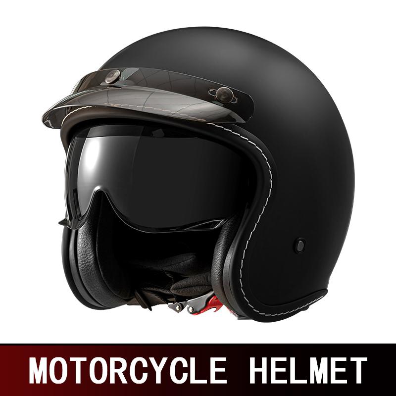 Cruise retro motorcycle semi-helmet motorcycle three-quarters helmet summer four-season breathable electric vehicle helmet safet M