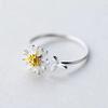Huitan Sweet Yellow Daisy Flower Opening Ring Fresh Style Gorgeous Finger Accessories for Party Versatile Daily Wearable Jewelry