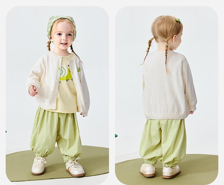 Mini Balabala Girls' Baby Pants Spring Soft, Skin friendly, Breathable Corduroy Cute Butterfly Bud Pants