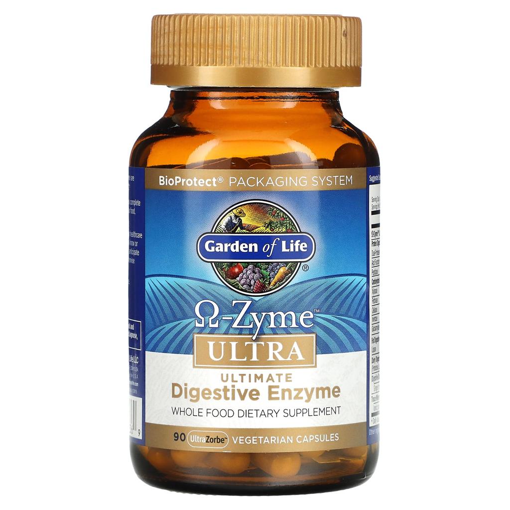 Garden of Life, Omegazyme Ultra, Ultimate Digestive Enzyme Blend, 90 UltraZorbe Veggie Capsules