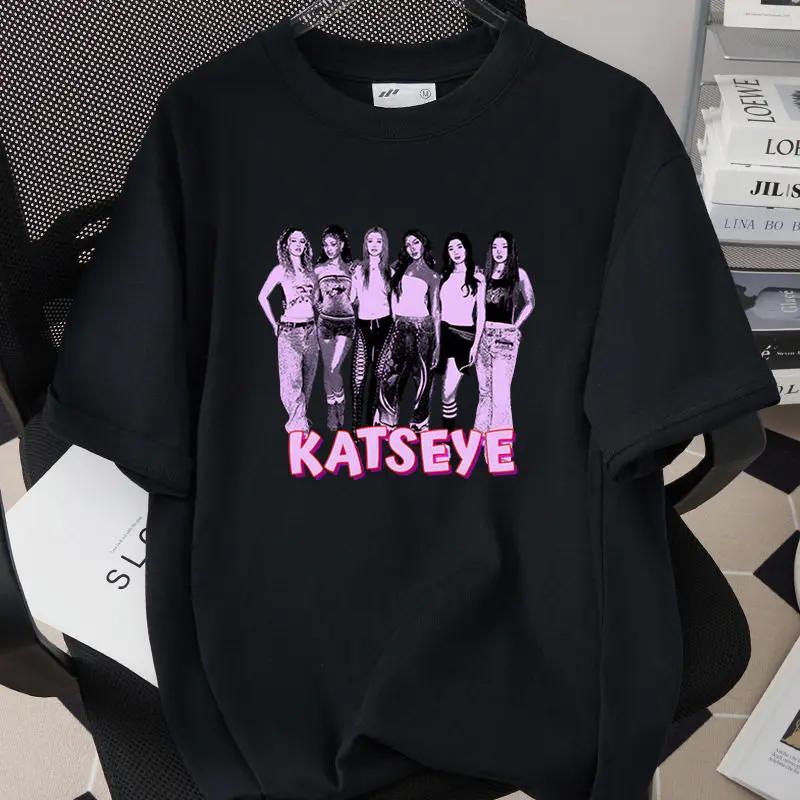 2026 Bestselling Korean Girl Group Katseye Printed Fan Concert Tshirt Short Sleeved Fashionable Casual Daily Fan Outfit Top