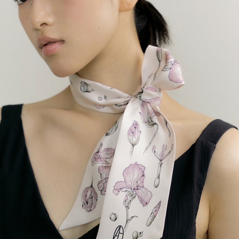 AVVINA PELLE Iris Long Twilly Silk Scarf - Violet