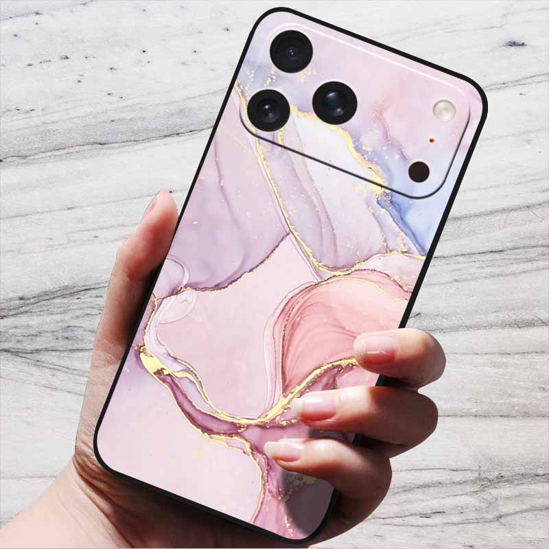Marble Case For iPhone 16 Pro Max Black Edge Cover For iPhone17 Air 16e iPhone16 Plus Luxury Silicone Phone Cases Soft TPU Bag