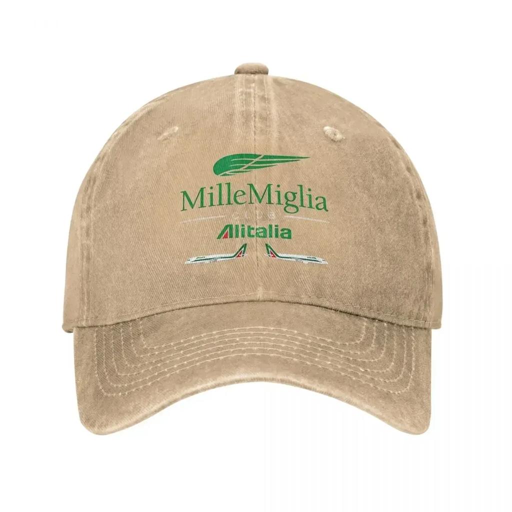 Berretto da Baseball Unisex Alitalia Mille Miglia in Denim Usurato Lavato Cappello Classico per Attività all'Aperto Vestibilità Regolabile Cappello Snapback