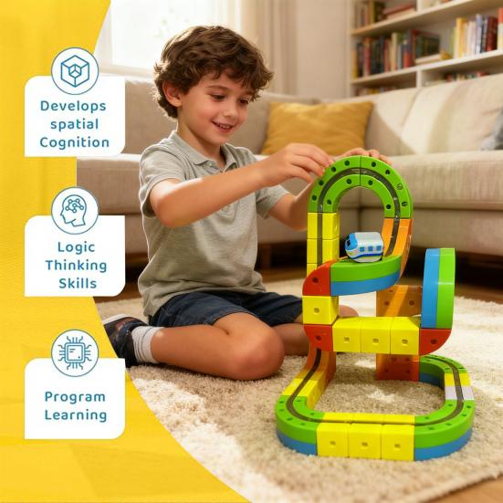 1 Set Magnetic Track Train Toy Kit Kids DIY Rail Building Gravity-Defying Electric Train Toy Boys Girls Track Car