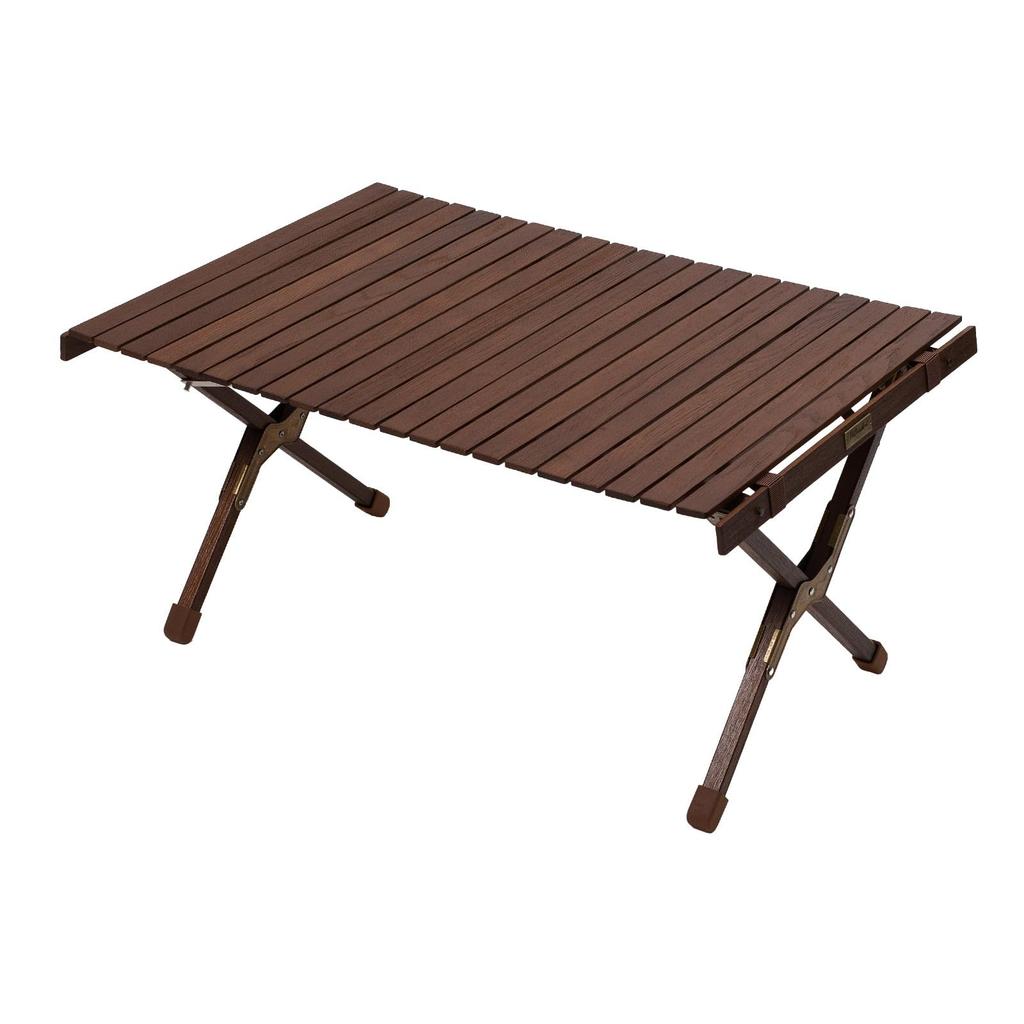 Hilander Wood Roll Top Table LIGHT90 Dark Brown X Gold Parts Camping Table Outdoor Roll Table Natural Dining Table Compact Stylish DB/GOLD