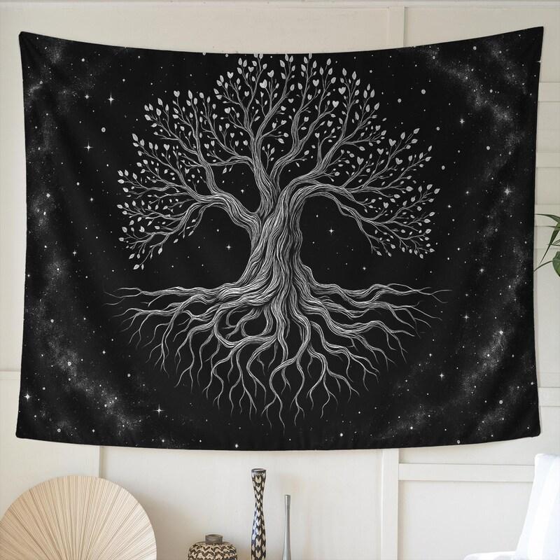 Tree of Life Tapestry in Starry Sky 75x100