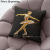 Golden Figure Skating Mosaic Throw Pillow Covers Pattern Cushion Cover Suitable For Sofa Bedroom Car Pillow Cover