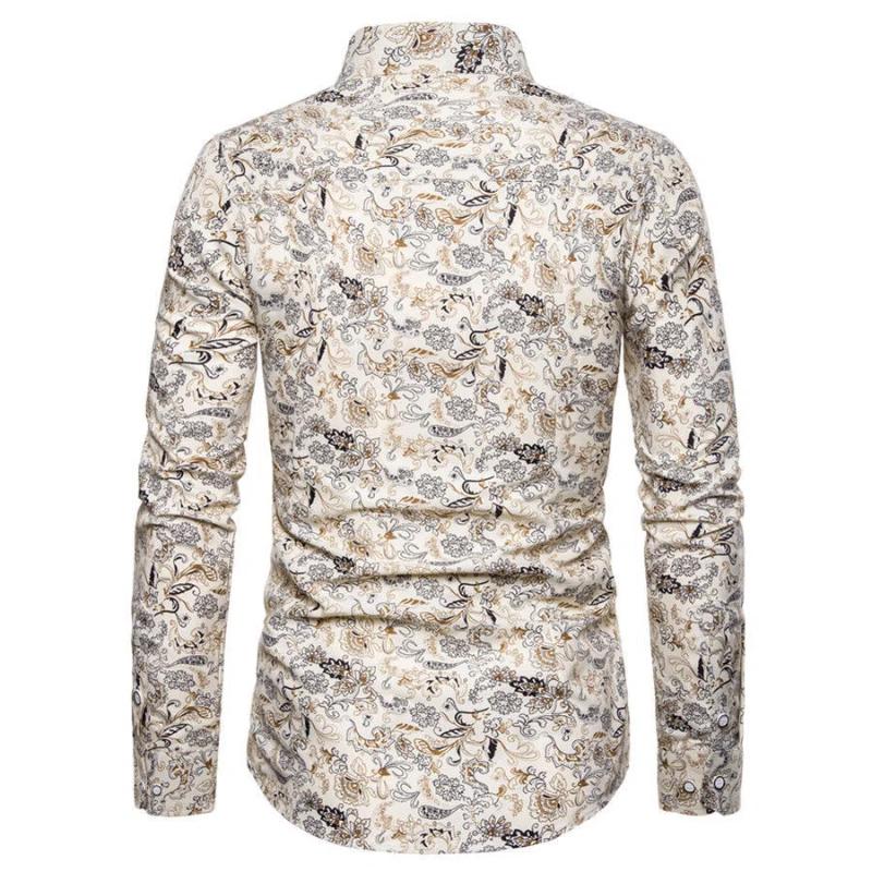 Spring Autumn New Printed Blouse Men's Clothing Floral KPOP Fashion Style Cardigan Harajuku Loose Polo Neck Long Sleeve Shirts